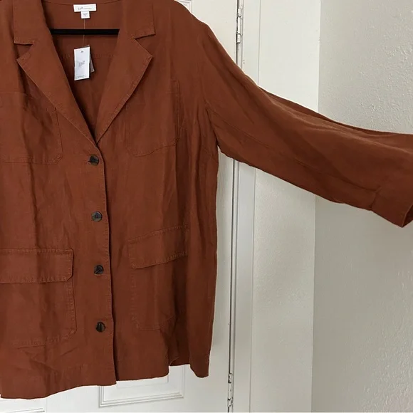 J. Jill love linen 100% linen auburn blazer shacket size XL - Picture 7 of 9